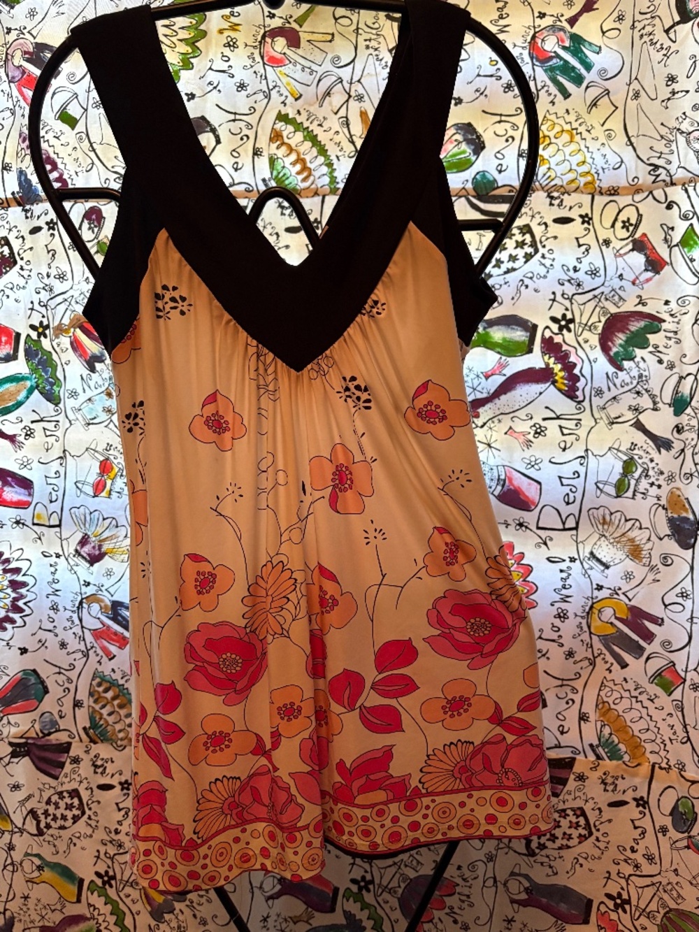 V-neck floral tunic tank
